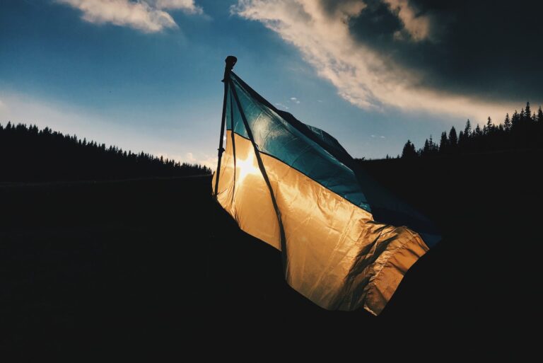 Ukrainian flag in the wind