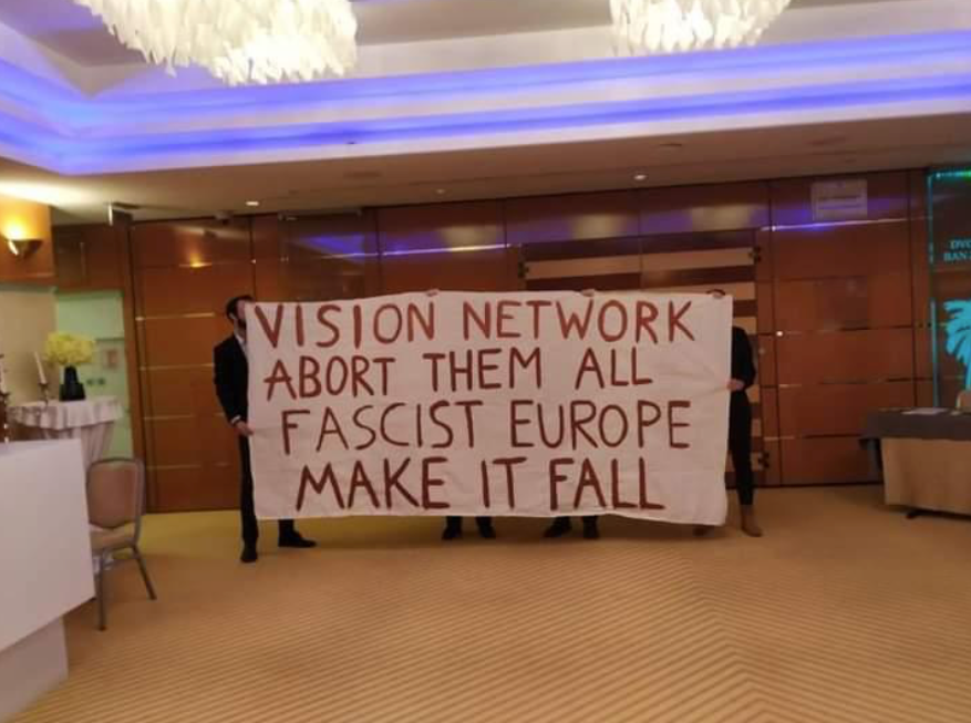 On the second day of the Vision Network summit, several activists entered Hotel Dubrovnik Source: https://www.instagram.com/feministicki_kolektiv_faktiv/